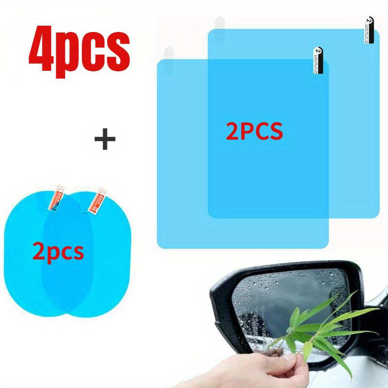 Juego de 4 piezas de película impermeable para coche, espejo transparente, protección contra la lluvia, ventana impermeable, escudo para coche