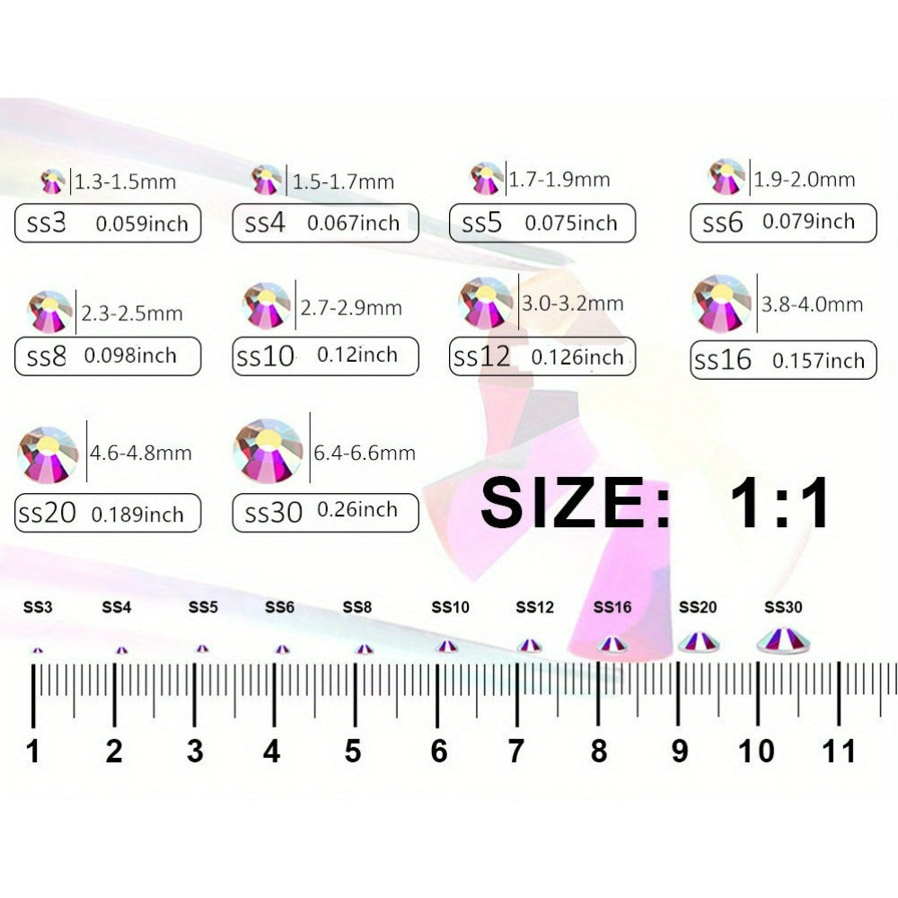 16,000 Flatback Crystal Gems Set 2-6mm for DIY Crafts Clothing Embellishments