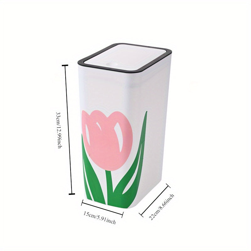 Tulip-Shaped Plastic Garbage Bin for Kitchen and Home Use, 10 Gallon
