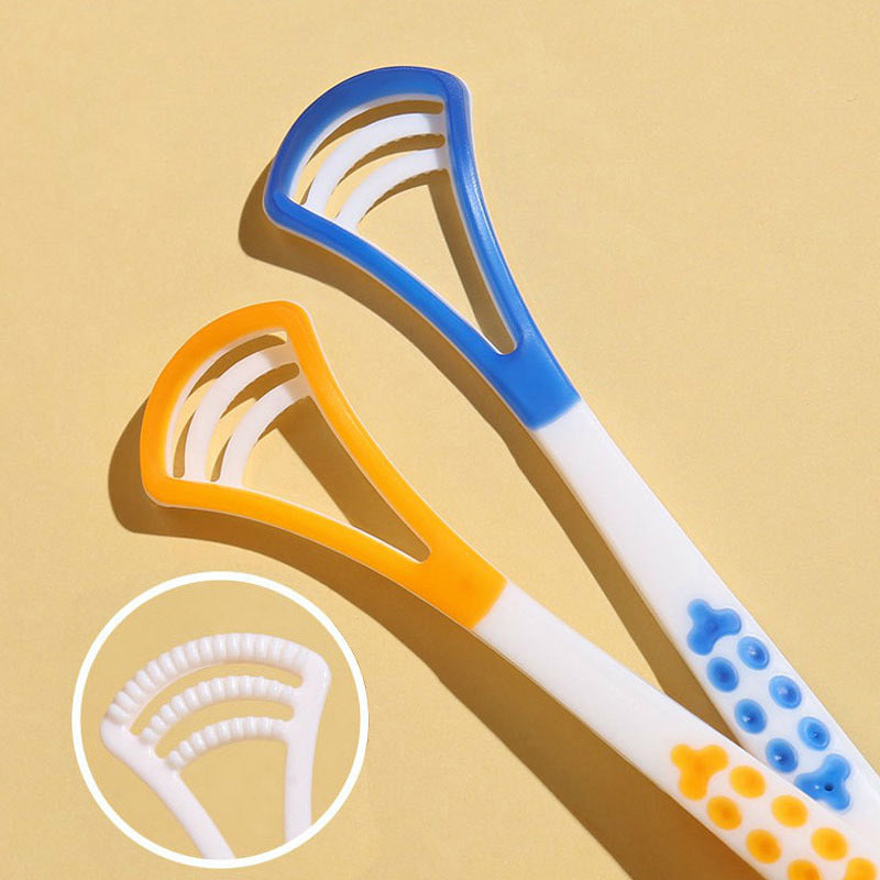 Унисекс-щетка для очистки языка с двухсторонней поверхностью, нескользящая ручка, инструмент для гигиены полости рта