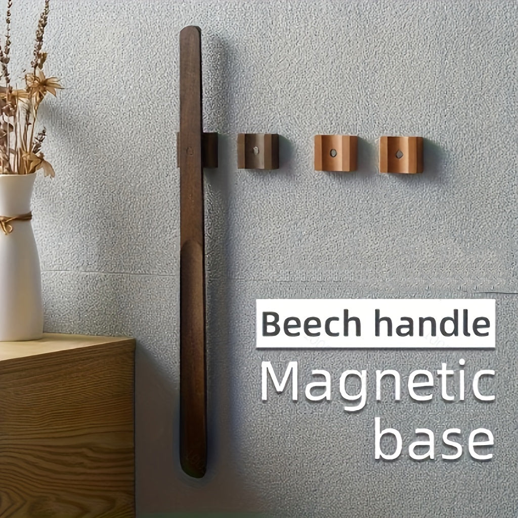 Wooden Long Handle Shoe Horn with Magnet for Seniors and Pregnant Women