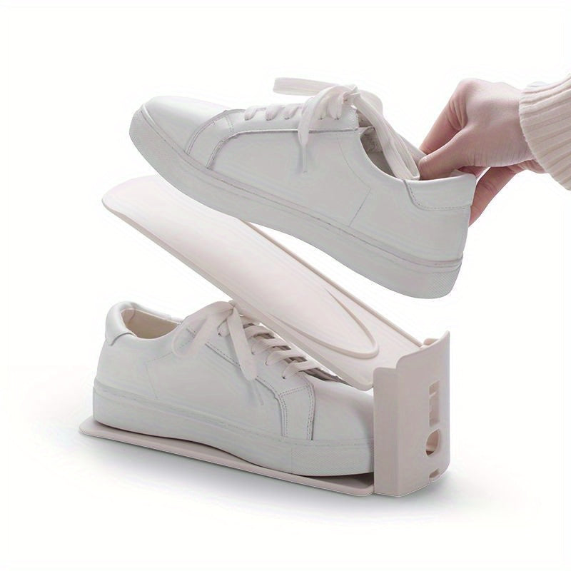 Joyni tejovchi ikki qavatli sozlanadigan poyabzal javoni, kulrang, oq, aprikot, bardoshli PP