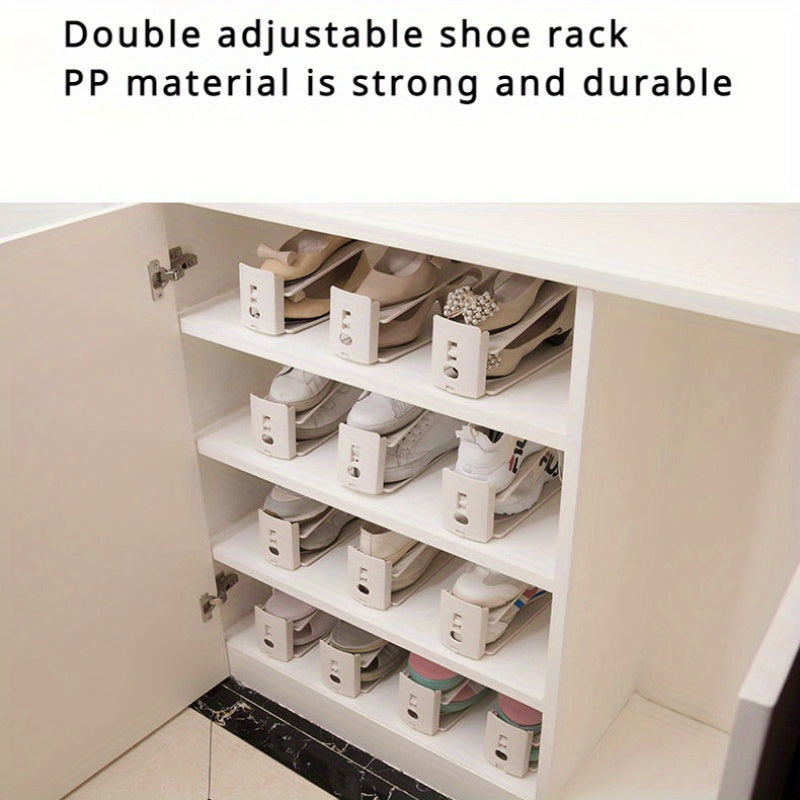 Joyni tejovchi ikki qavatli sozlanadigan poyabzal javoni, kulrang, oq, aprikot, bardoshli PP