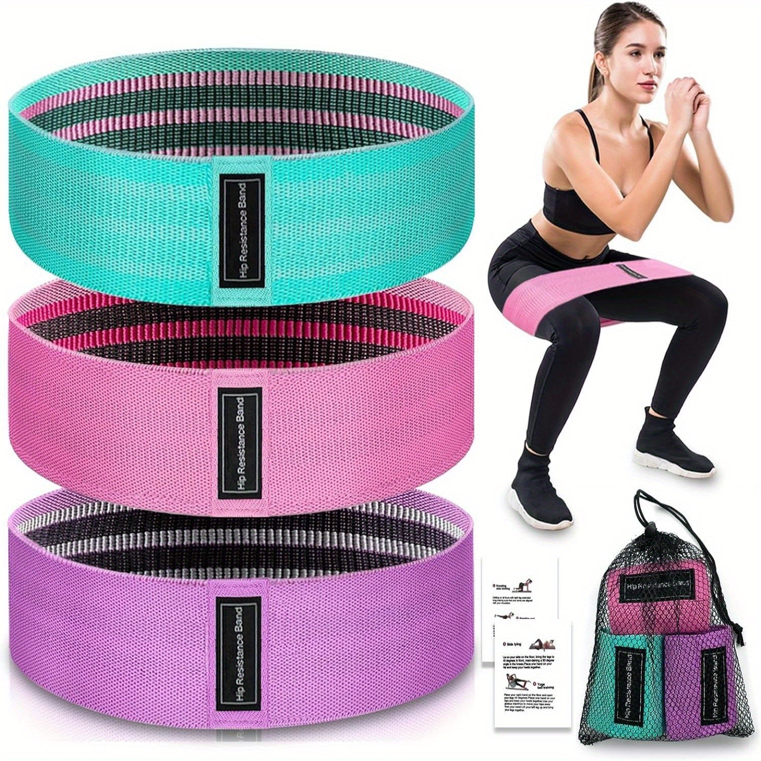 Multi-Colored Fabric Resistance Bands for Home Workout and Rehab in 3 Levels