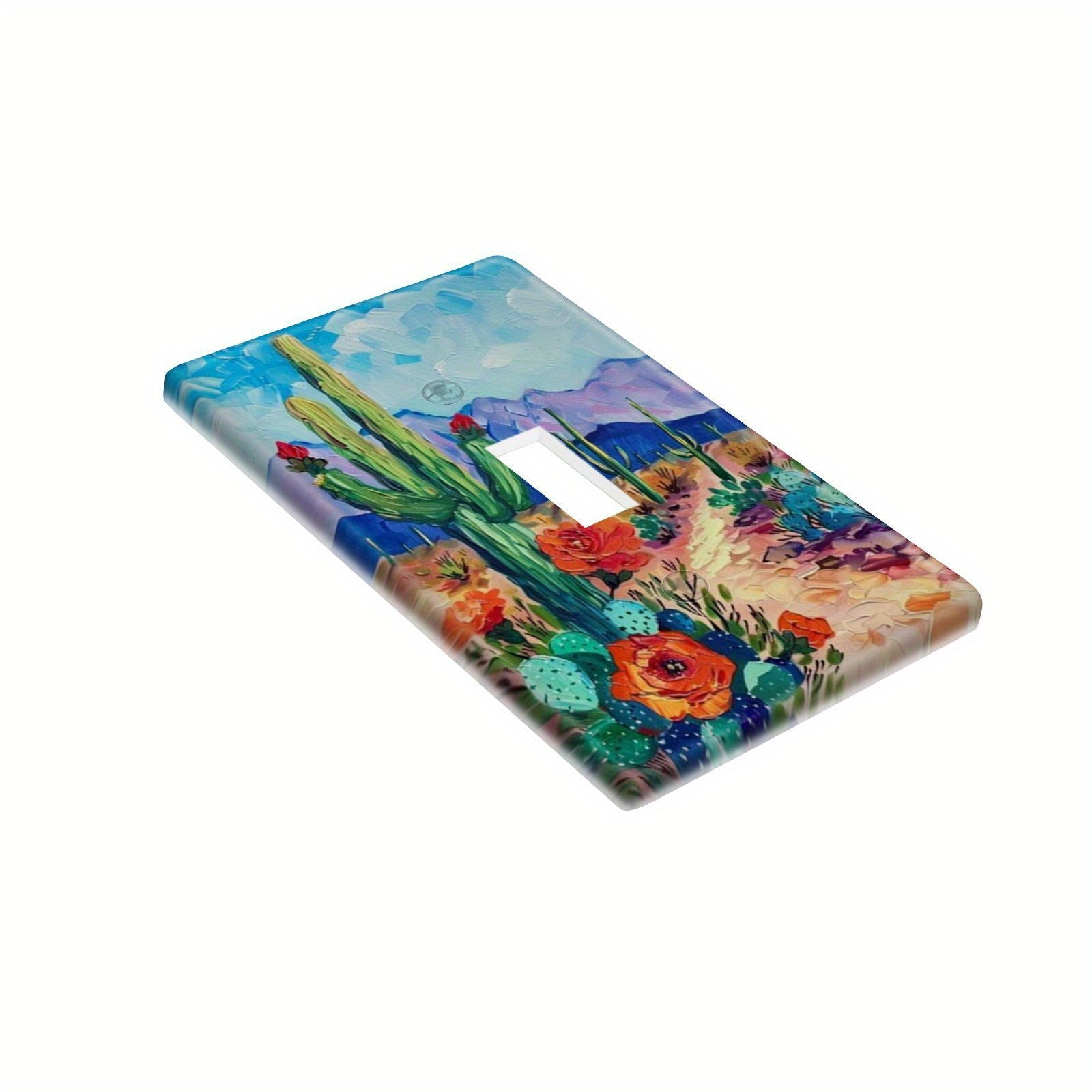 Cactus Wall Art Panels with Light Switch Cover for Bedroom or Kitchen Decor