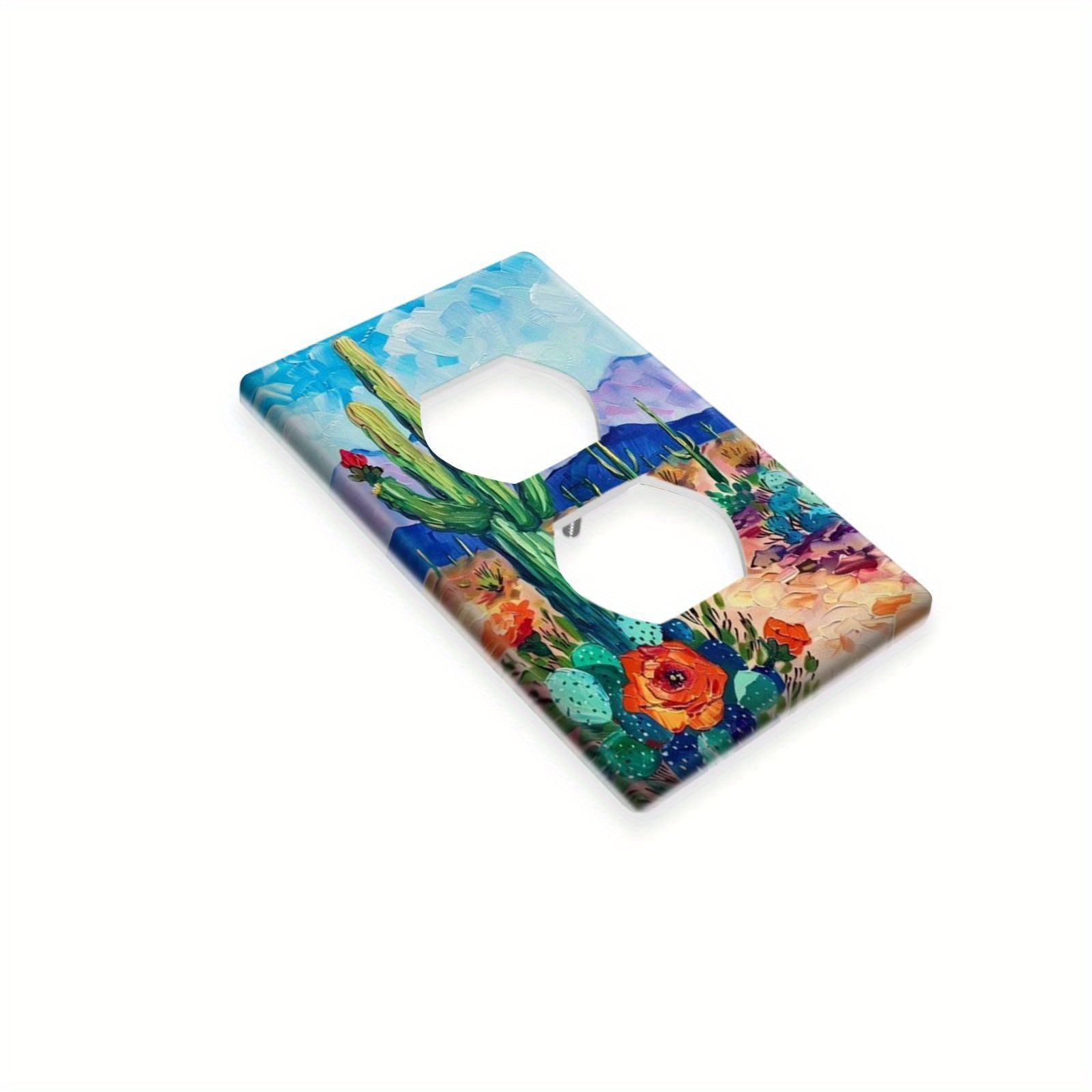 Cactus Wall Art Panels with Light Switch Cover for Bedroom or Kitchen Decor