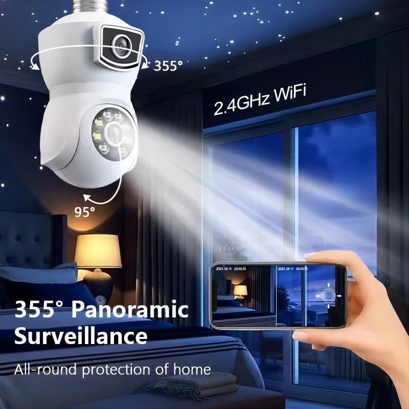 E27 Security Camera with 2.4G Dual Band WiFi Full-Color Night Vision Two-Way Audio Automatic Tracking
