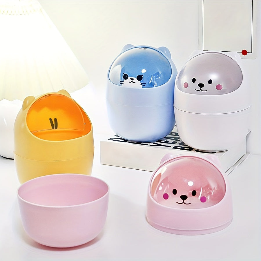 Mini cubo de basura con tapa de cierre silencioso para hogar, oficina, dormitorio, coche