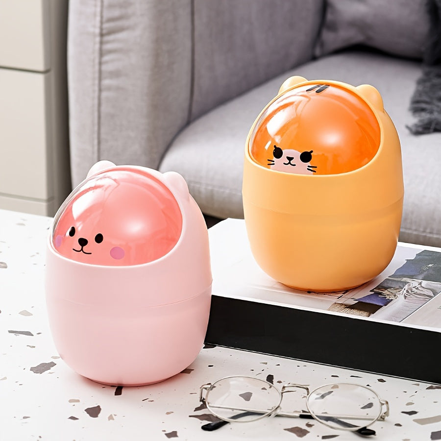 Mini cubo de basura con tapa de cierre silencioso para hogar, oficina, dormitorio, coche