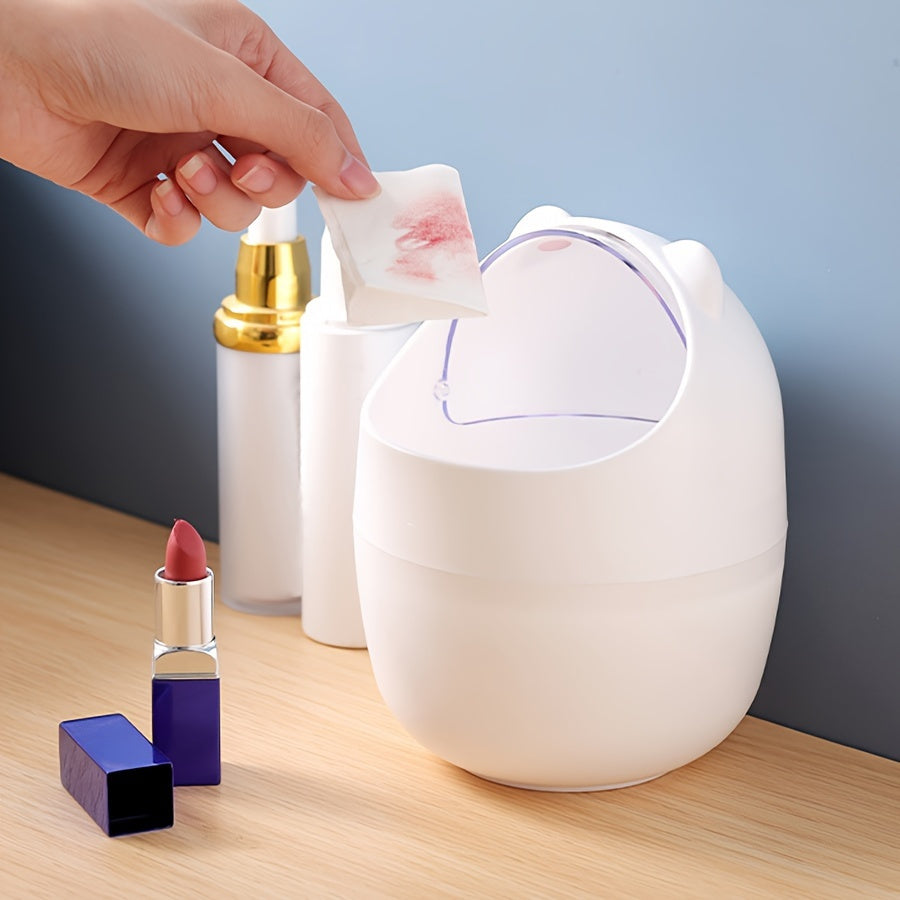 Mini cubo de basura con tapa de cierre silencioso para hogar, oficina, dormitorio, coche