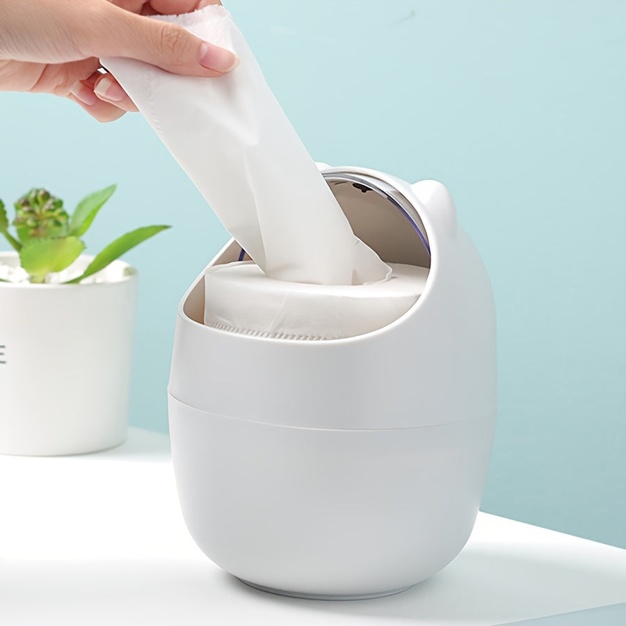 Mini cubo de basura con tapa de cierre silencioso para hogar, oficina, dormitorio, coche