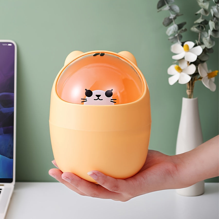 Mini cubo de basura con tapa de cierre silencioso para hogar, oficina, dormitorio, coche