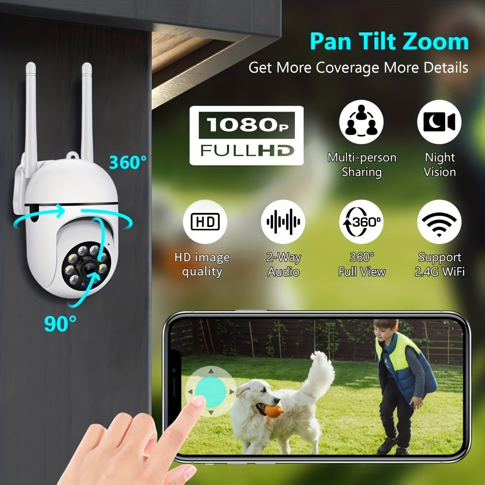 Wireless Indoor Outdoor Security Camera 1080P Pan Tilt Zoom Night Vision Two-Way Audio