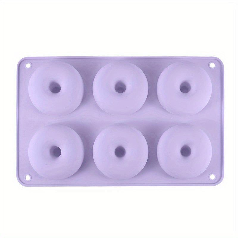 6-Cavity Round Silicone Donut Mold Oven Safe Baking Tool for New Year Treats