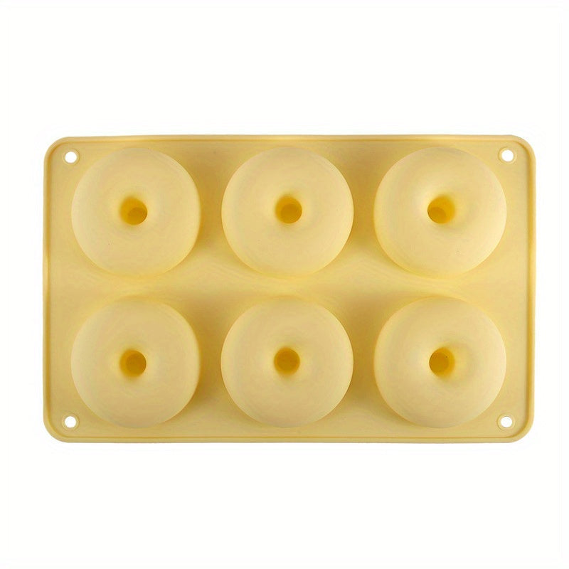 6-Cavity Round Silicone Donut Mold Oven Safe Baking Tool for New Year Treats