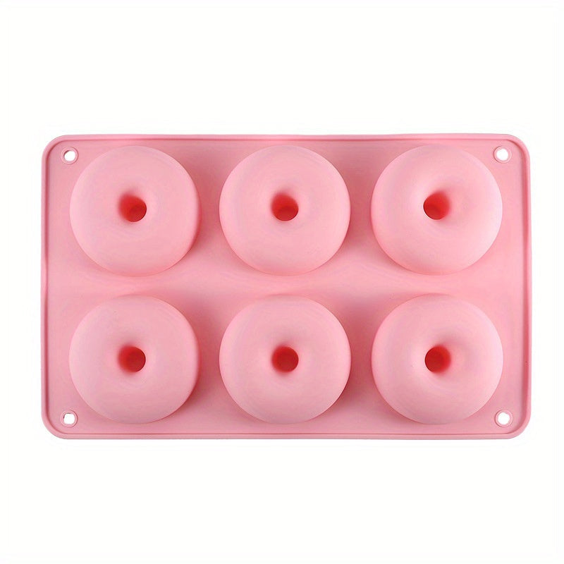 6-Cavity Round Silicone Donut Mold Oven Safe Baking Tool for New Year Treats