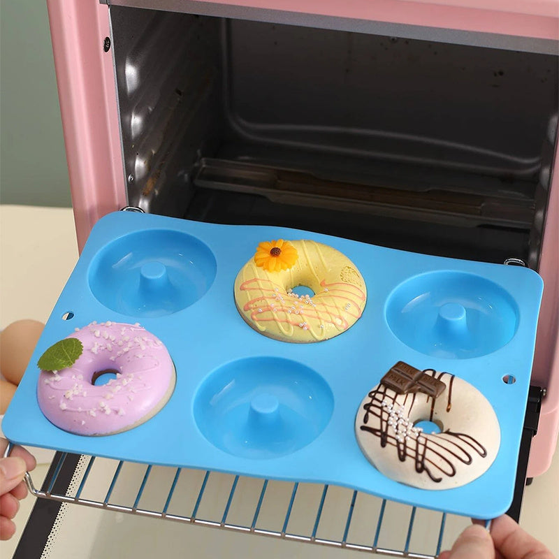 6-Cavity Round Silicone Donut Mold Oven Safe Baking Tool for New Year Treats