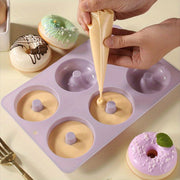 6-Cavity Round Silicone Donut Mold Oven Safe Baking Tool for New Year Treats