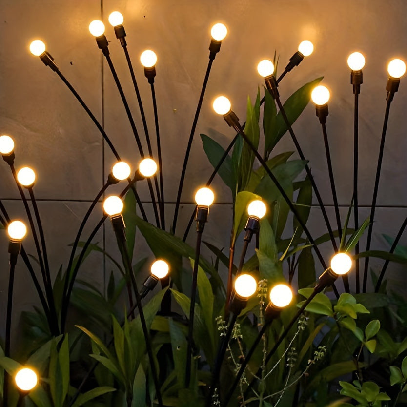 6/8/10pcs Solar Firefly Garden Lights LED Wind-Driven Ground Plug Pathway Lawn Decor