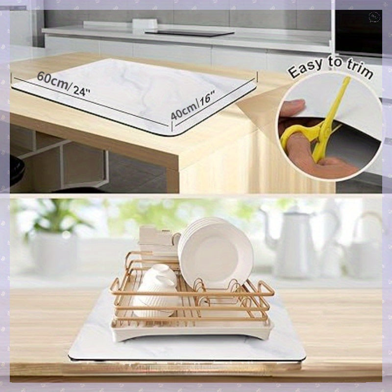 Kitchen Countertop Mat Non-Slip Rubber Water Absorbent Dish Drainer Pad
