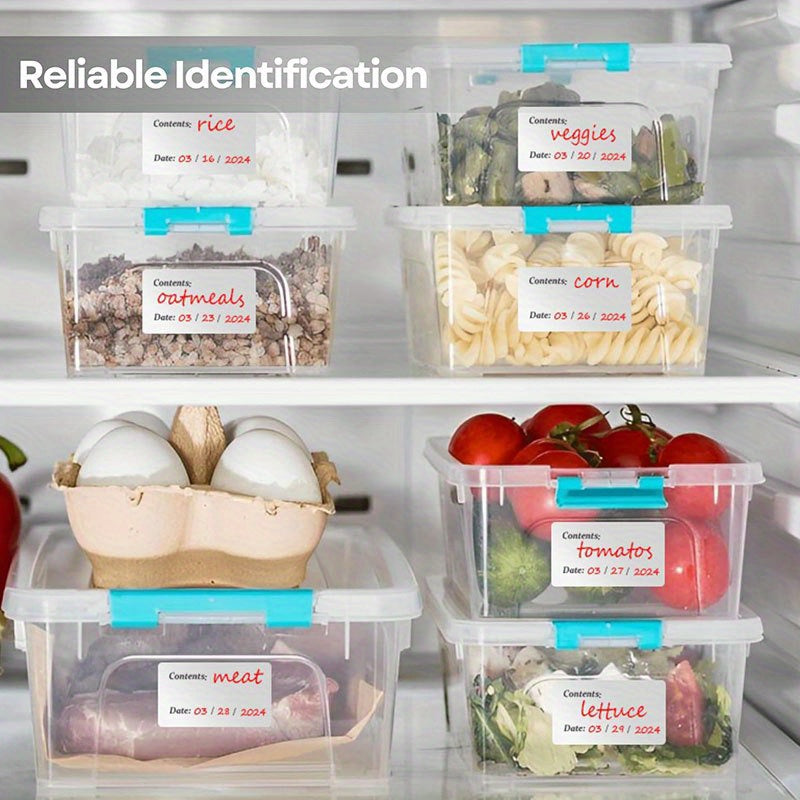 Set of 100 Waterproof Freezer Labels 5.99x3.0 cm Removable Sticky Notes for Food Containers