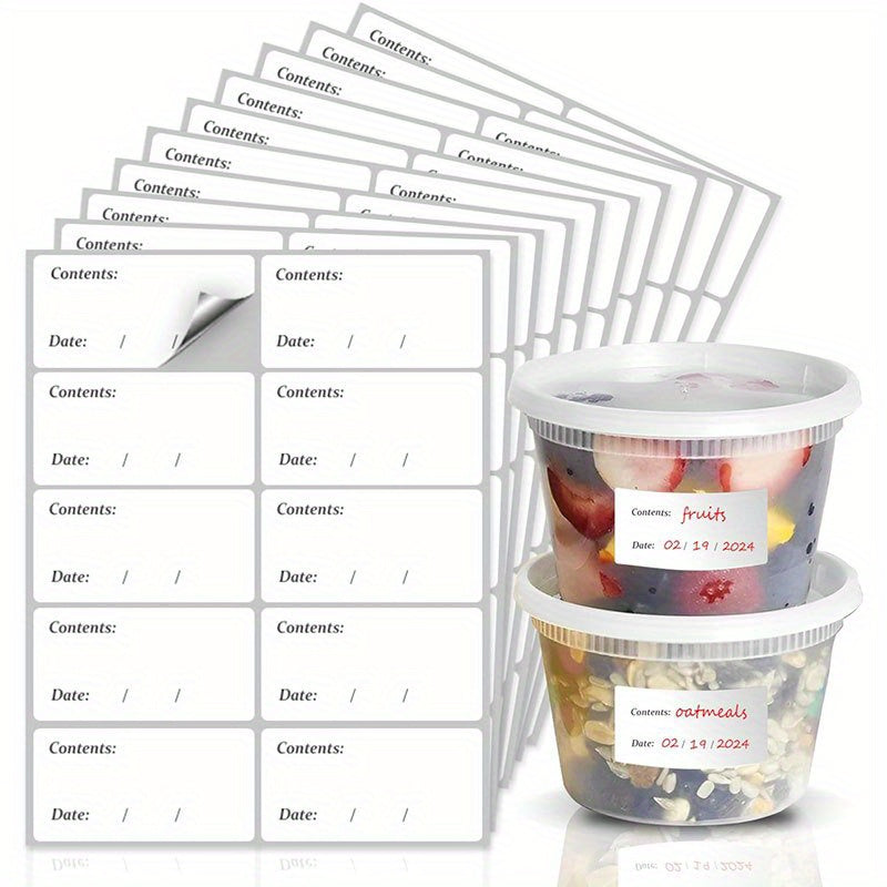 Set of 100 Waterproof Freezer Labels 5.99x3.0 cm Removable Sticky Notes for Food Containers
