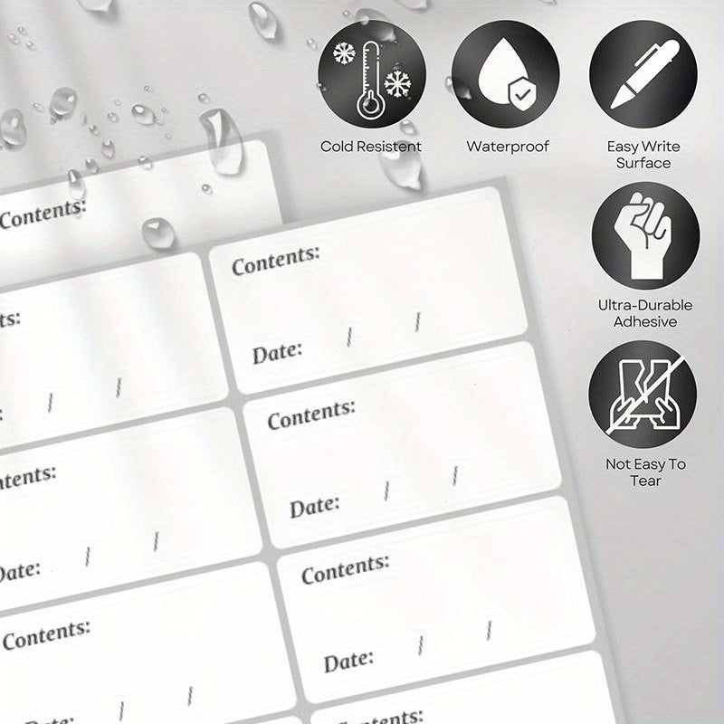 Set of 100 Waterproof Freezer Labels 5.99x3.0 cm Removable Sticky Notes for Food Containers