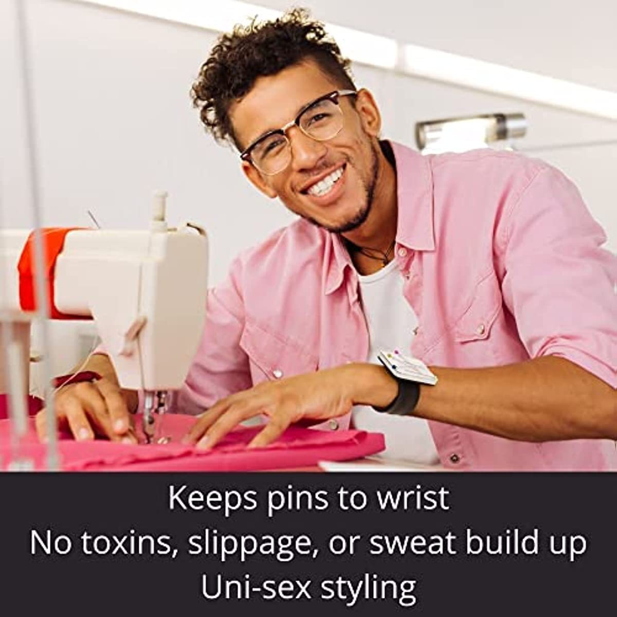 Magnetic Wrist Pin Cushion for Sewing and Quilting Secure Needle Holder