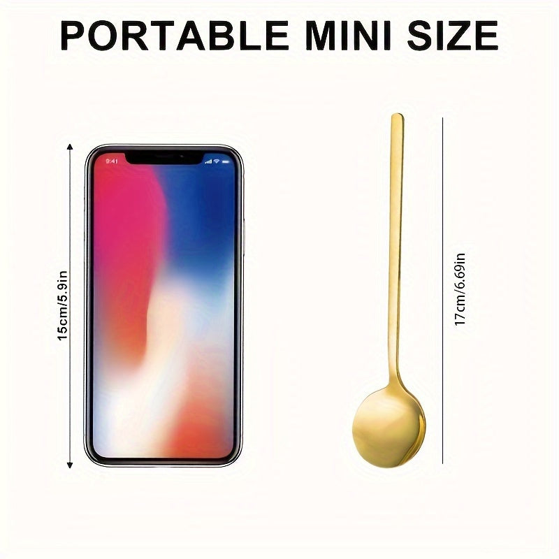 Set of 4 Stainless Steel Beverage Spoons with Long Handles for Coffee Tea Iced Drinks