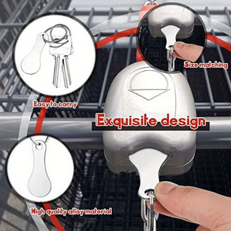 Stainless Steel Shopping Cart Token Key Ring with Clip-On Design
