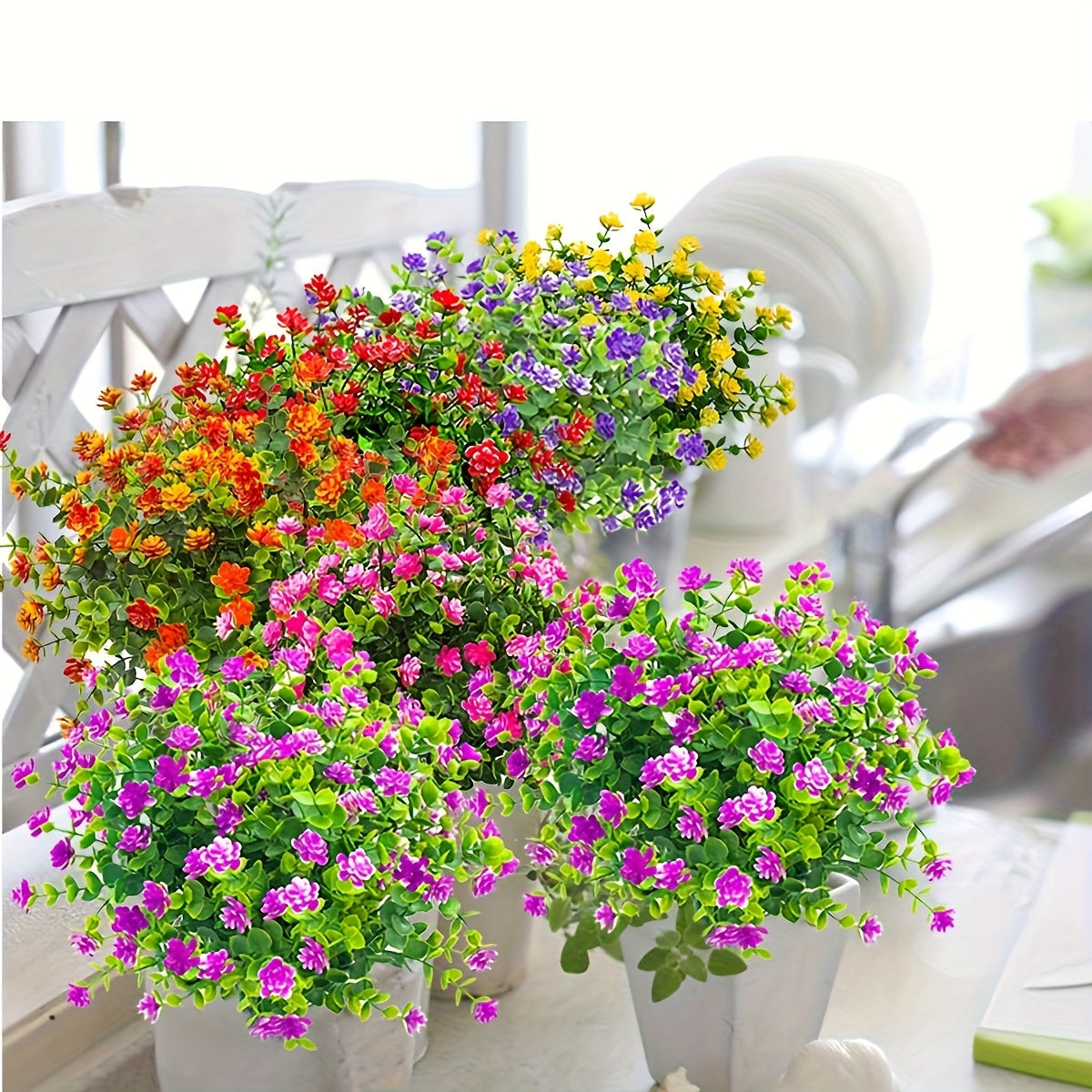 UV Resistant Artificial Vine Flowers Set of 8 for Indoor and Outdoor Decor