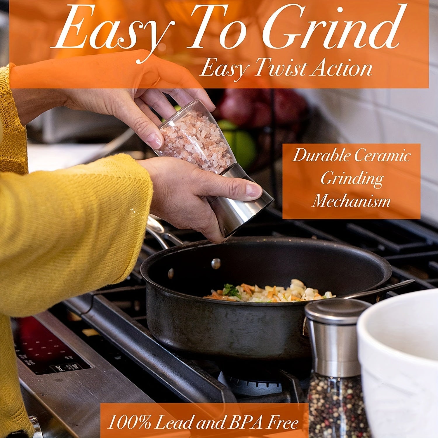 Adjustable Ceramic Core Grinder for Camping Hiking BBQ Kitchen Use