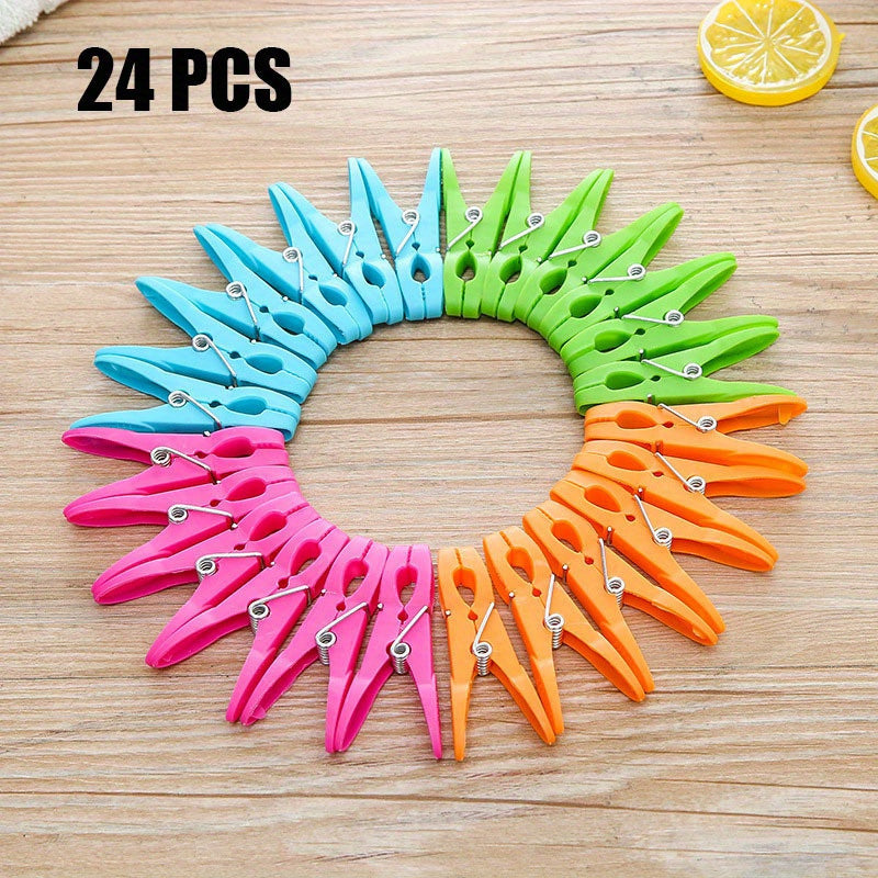 Juego de 24 pinzas de ropa de plástico para colgar toallas, calcetines y sábanas