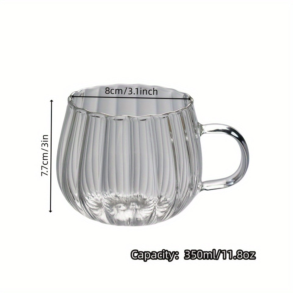Glass Mug Pumpkin Shaped 350ml Insulated Hand Wash Only Suitable for Beverages