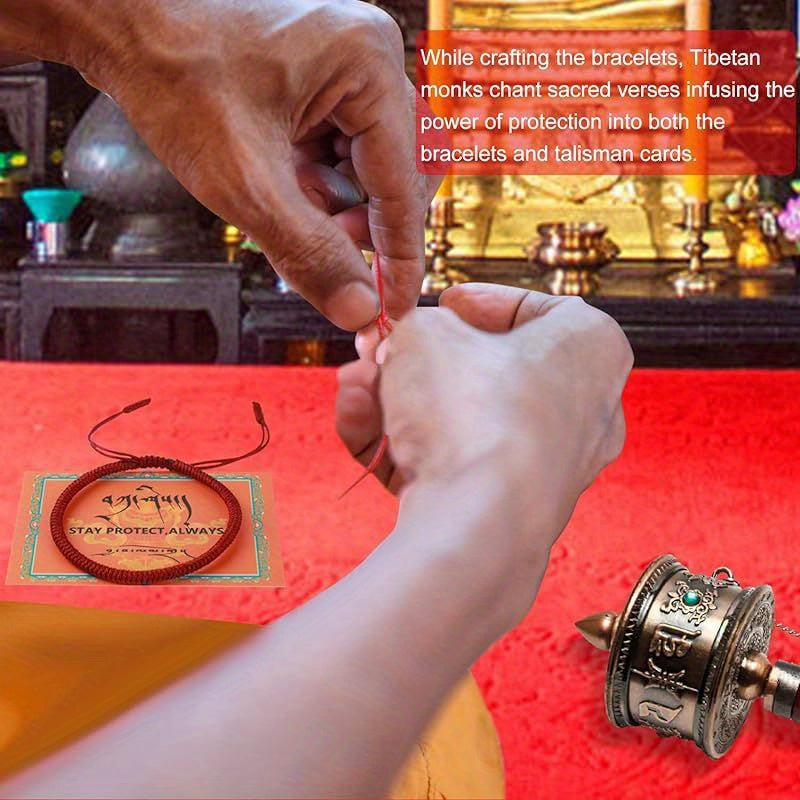 Unisex Tibetan Monk Dorje Knot Bracelet Adjustable Red String Spiritual Talisman Jewelry