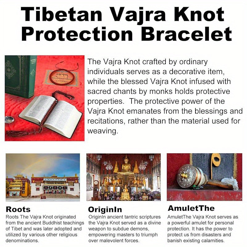 Unisex Tibetan Monk Dorje Knot Bracelet Adjustable Red String Spiritual Talisman Jewelry