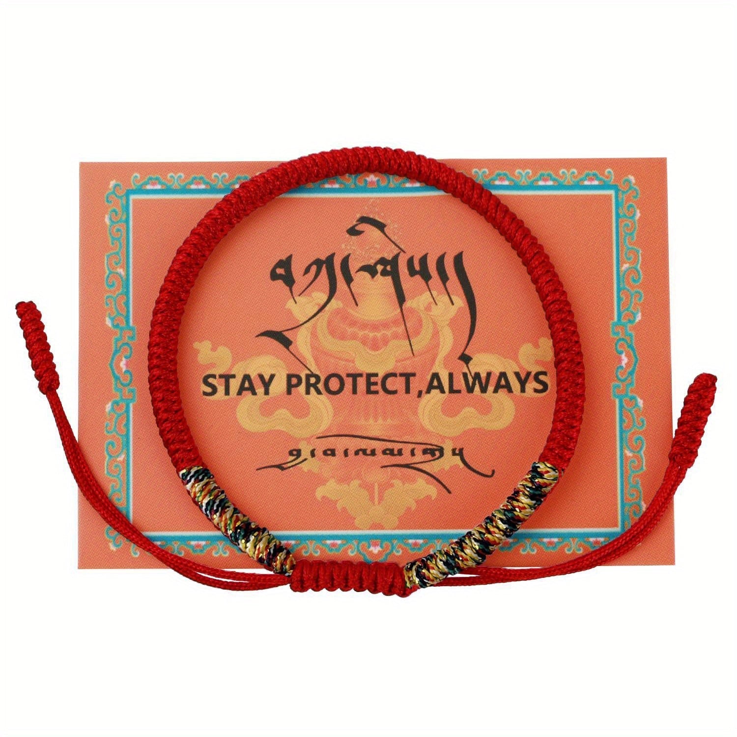 Unisex Tibetan Monk Dorje Knot Bracelet Adjustable Red String Spiritual Talisman Jewelry