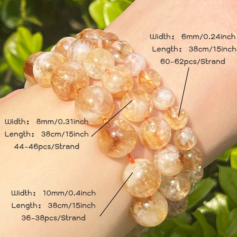 Cuentas de citrino natural, piedras de separación redondas para hacer joyería, paquete de 6/8/10 mm