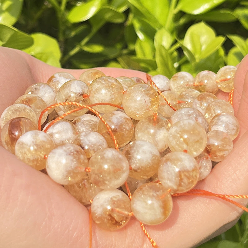 Cuentas de citrino natural, piedras de separación redondas para hacer joyería, paquete de 6/8/10 mm
