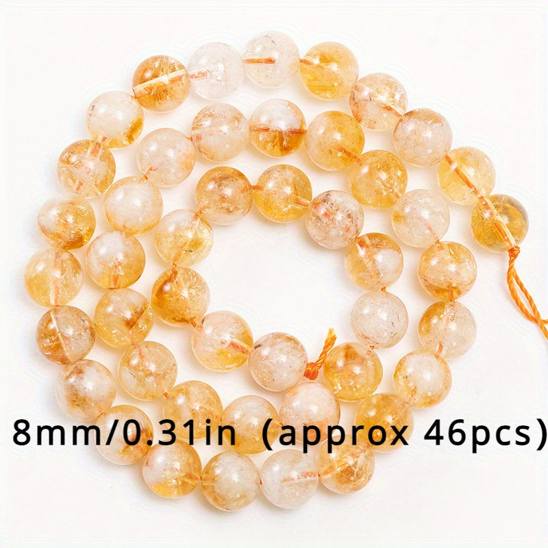 Cuentas de citrino natural, piedras de separación redondas para hacer joyería, paquete de 6/8/10 mm