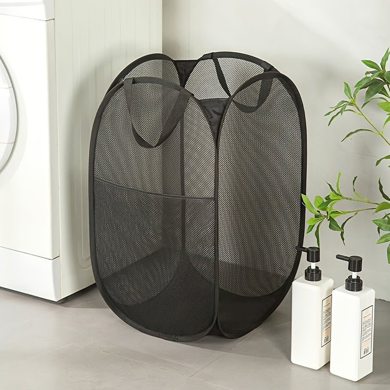 Foldable Mesh Laundry Basket with Handles for Dirty Clothes Storage