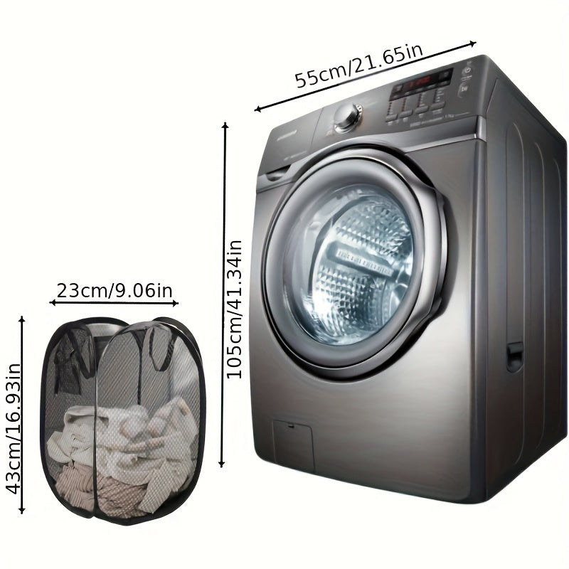Портативная сетчатая корзина для белья - 1 шт., складное хранилище для грязной одежды, с ручками для удобной переноски. Идеально подходит для спален, студенческих общежитий или путешествий.