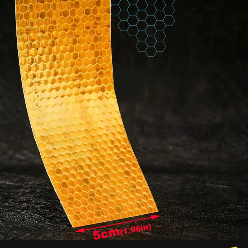 Cinta reflectante de seguridad con tira, película fluorescente de advertencia para bicicletas y coches
