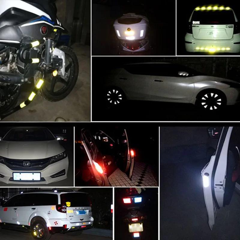 Cinta reflectante de seguridad con tira, película fluorescente de advertencia para bicicletas y coches