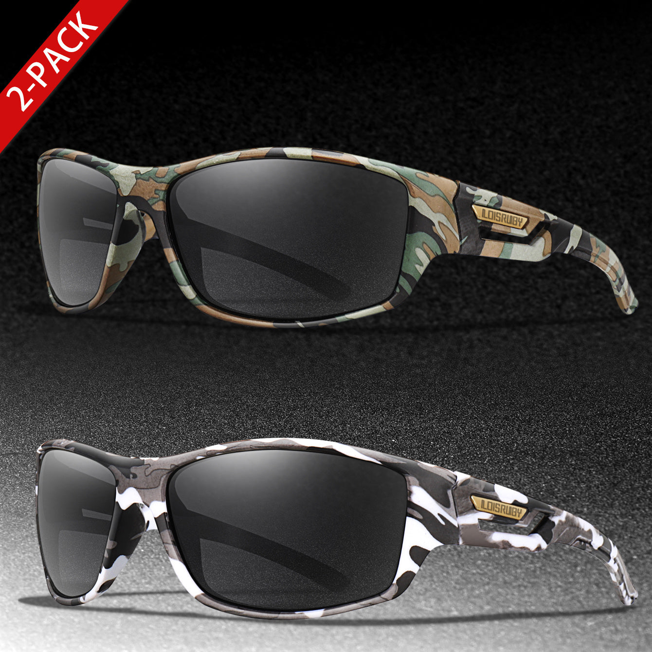 Set of 3 Camo Military Style Polarized Men's Sports Glasses for Cycling Running Fishing Driving