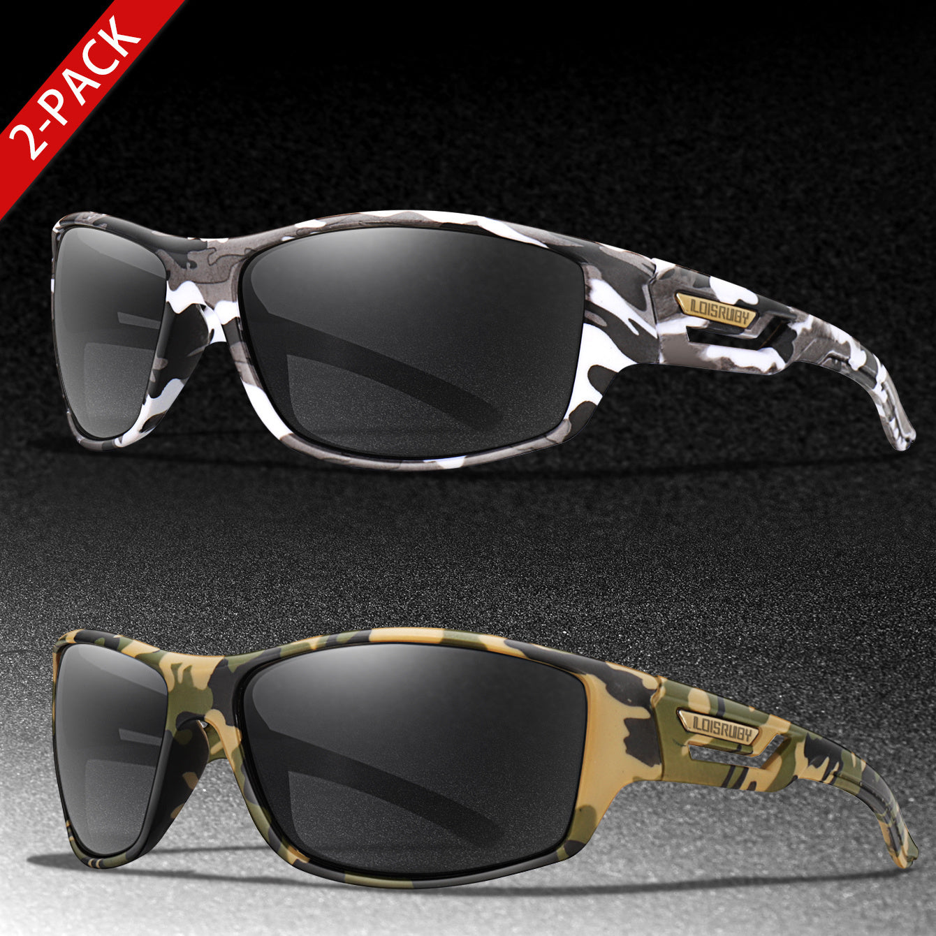 Set of 3 Camo Military Style Polarized Men's Sports Glasses for Cycling Running Fishing Driving