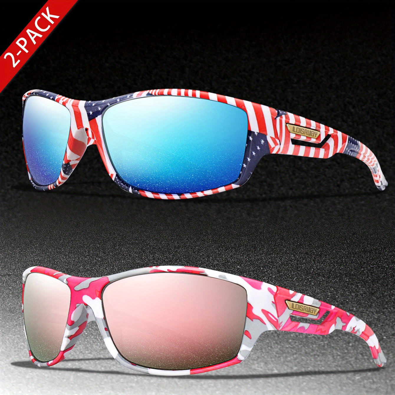 Set of 3 Camo Military Style Polarized Men's Sports Glasses for Cycling Running Fishing Driving