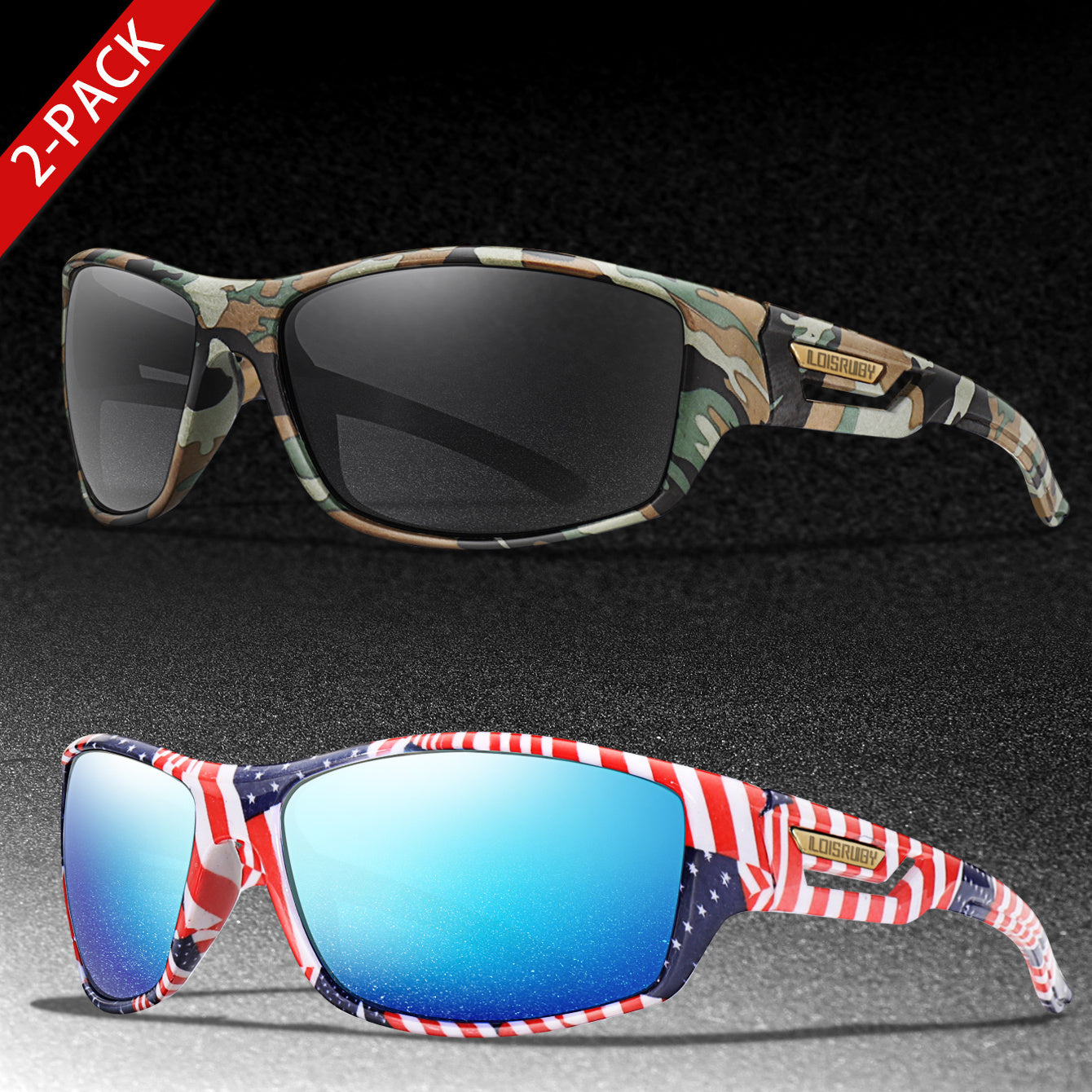 Set of 3 Camo Military Style Polarized Men's Sports Glasses for Cycling Running Fishing Driving