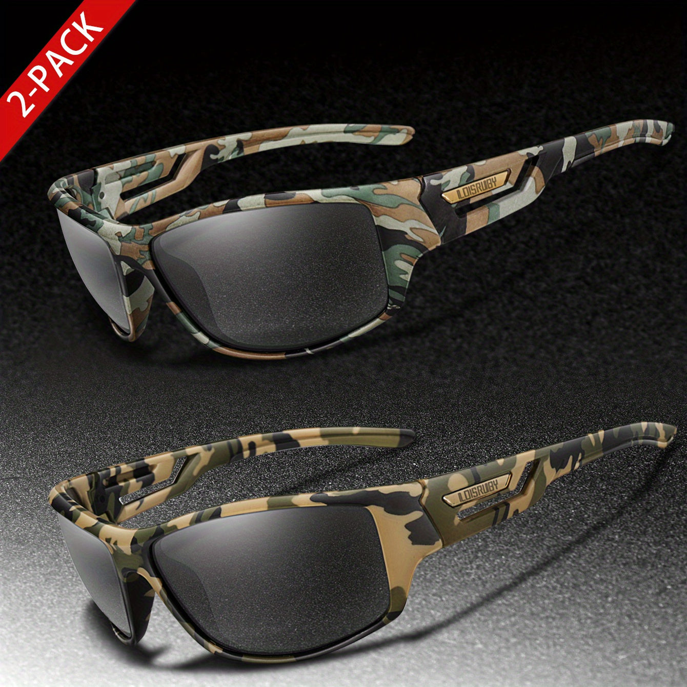 Set of 3 Camo Military Style Polarized Men's Sports Glasses for Cycling Running Fishing Driving