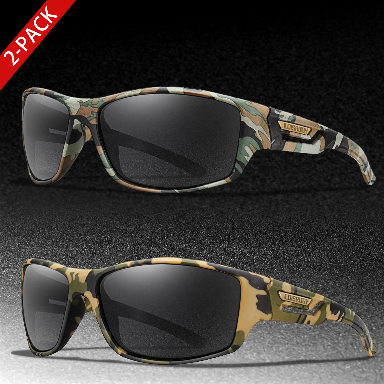 Set of 3 Camo Military Style Polarized Men's Sports Glasses for Cycling Running Fishing Driving
